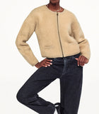 Frame Lofty Crochet Cardigan - Wheat