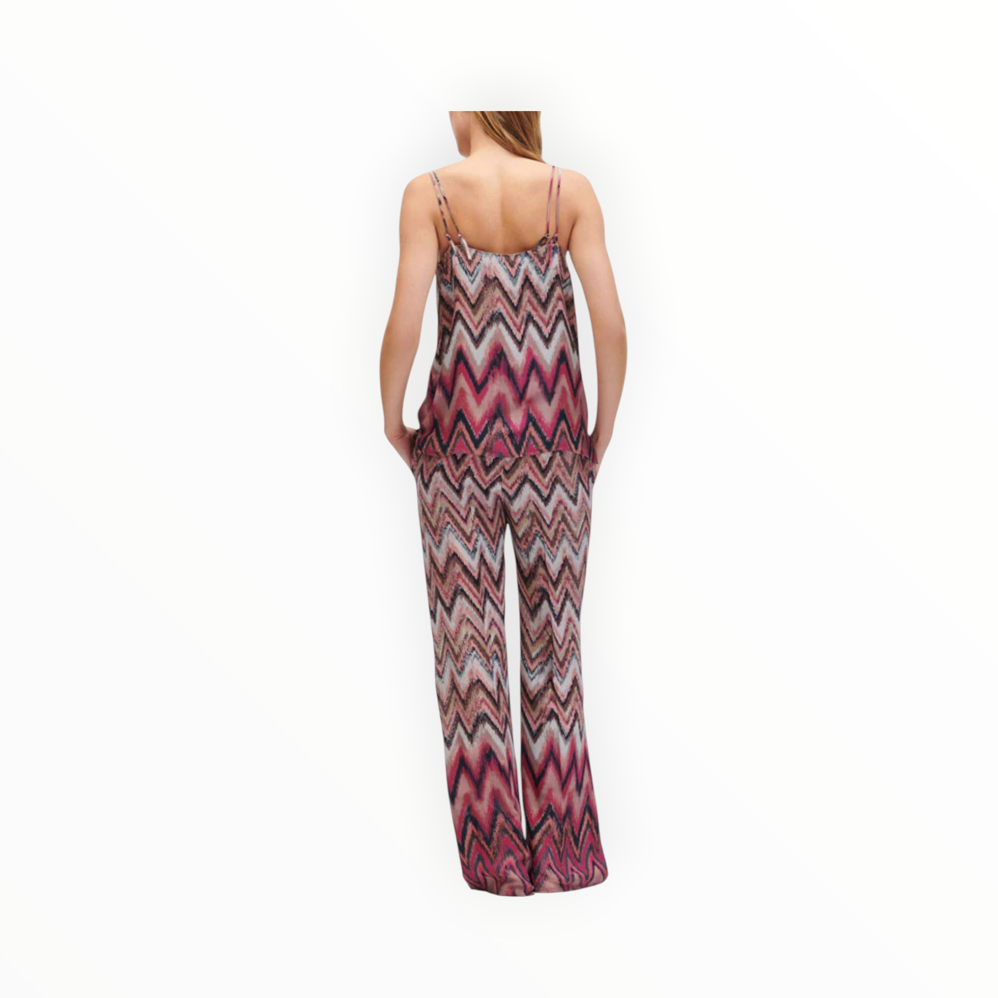 Luisa Cerano Zig Zag Printed Trousers - Pink/Barolo