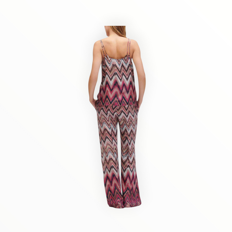 Luisa Cerano Zig Zag Printed Trousers - Pink/Barolo