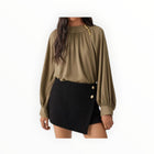 ba&sh Neil Long Sleeve Blouse - Khaki