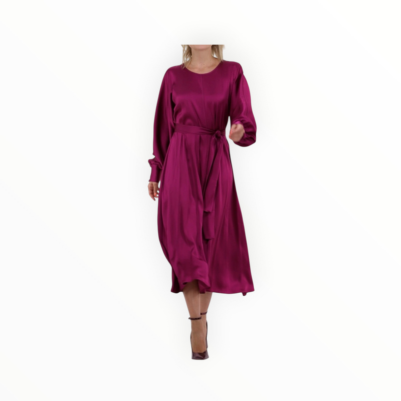 Beatrice .b Belted Satin Dress - Magenta