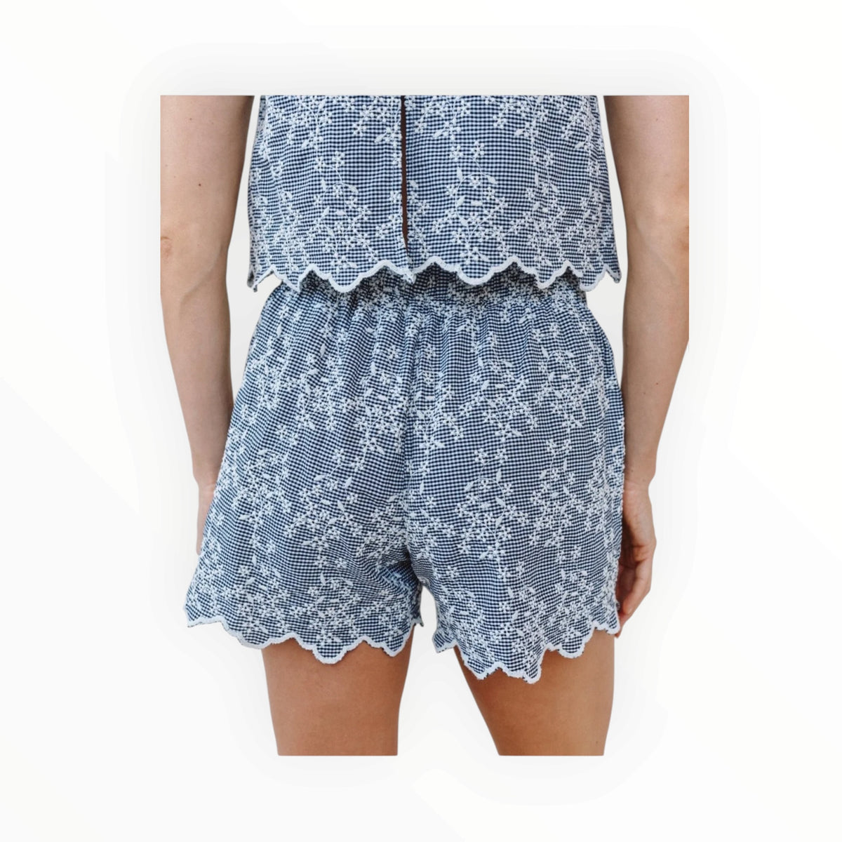 Bella Dahl Scallop Border Catalina Short - Floral Gingham