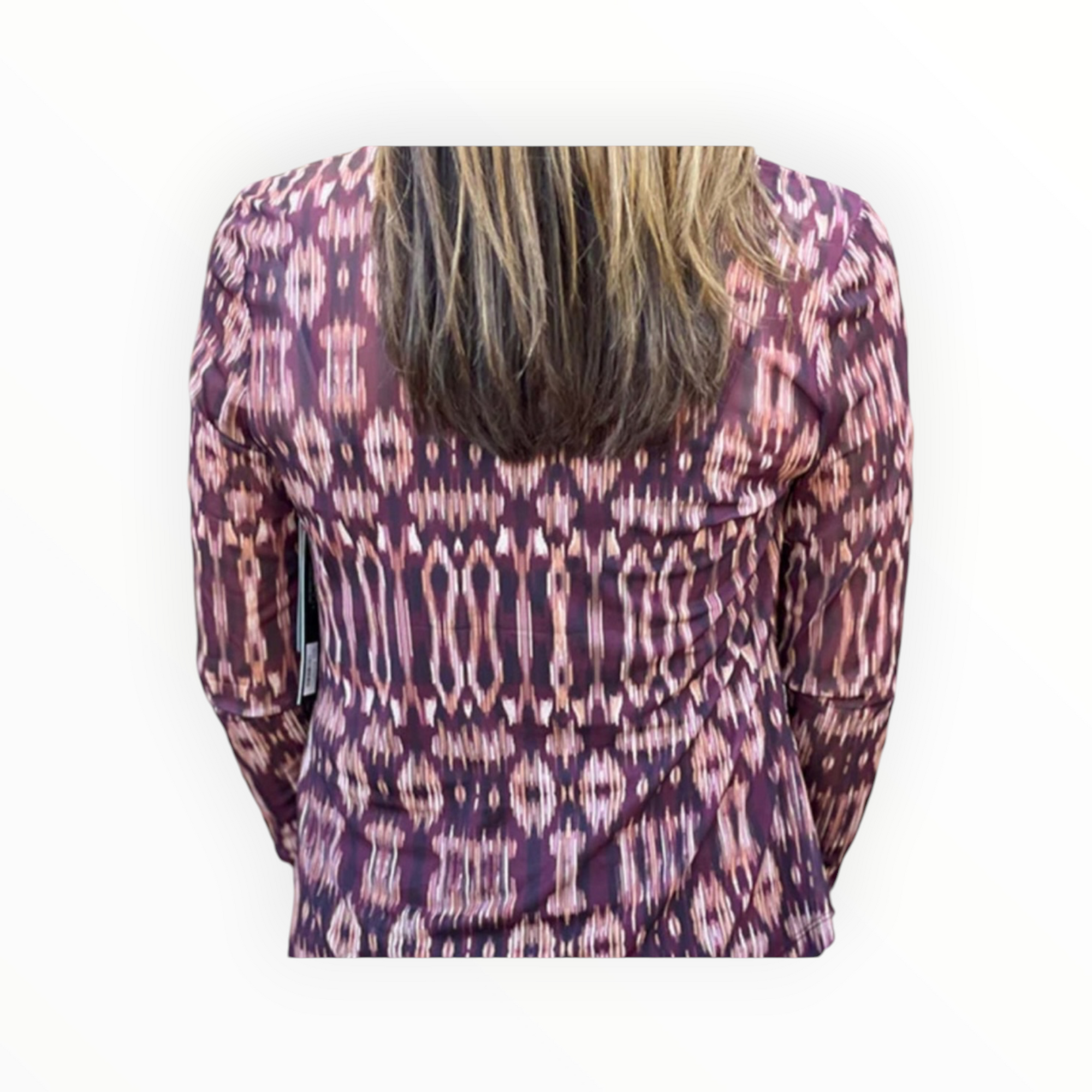Liverpool Mesh Button Front Knit Shirt - Burgundy Ikat