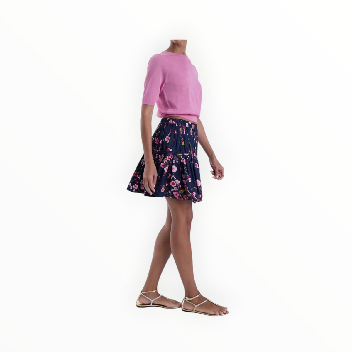 Karina Grimaldi Lola Print Skirt - Navy Summer Whisper