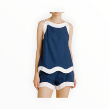 Aureum Wave Hem Top - Navy