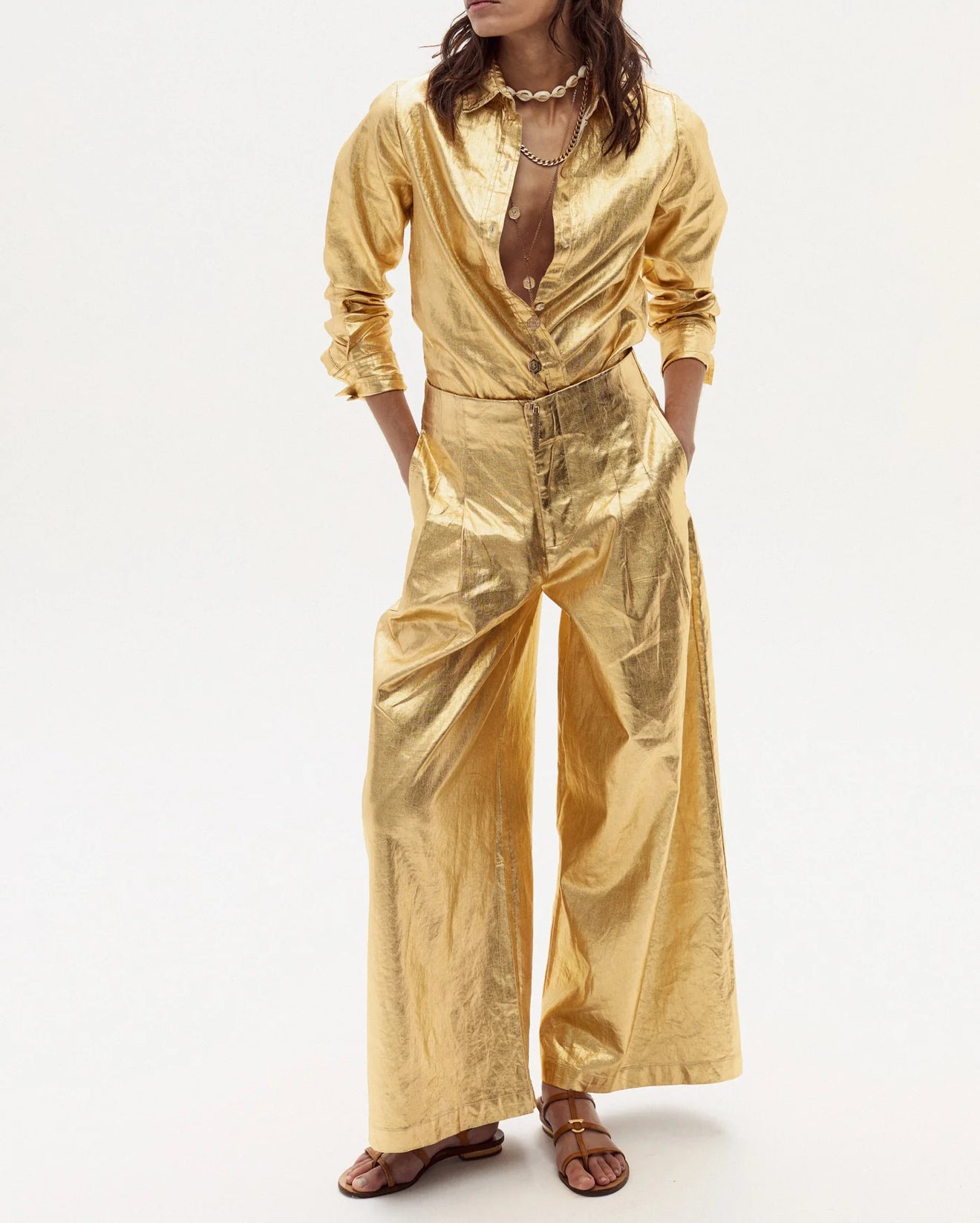 Lanhtropy Culotte Pants - Gold
