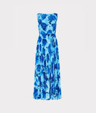 MILLY Jasmine Blurred Blossom Pleated Maxi Dress - Blue Multi