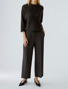 Oui Wide Leg Pull On Pants - Espresso