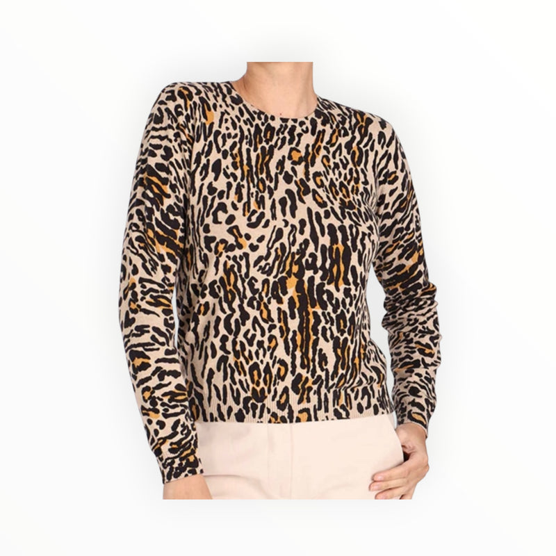 Minnie Rose Cotton Cashmere Leopard Print Crew