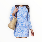 Sail To Sable Batik Print Long Sleeve Crew Neck Dress