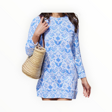 Sail To Sable Batik Print Long Sleeve Crew Neck Dress