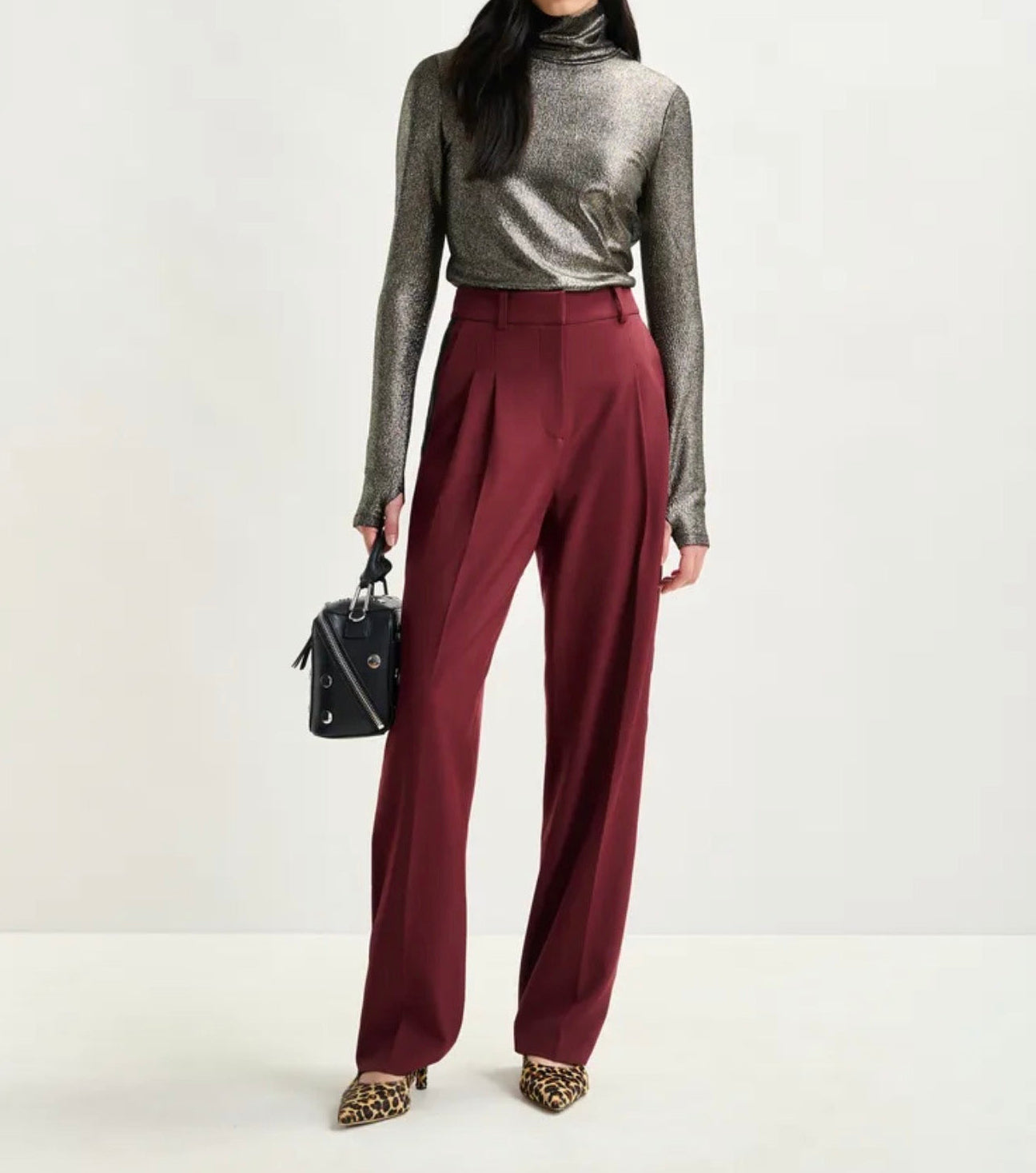 Essentiel Antwerp Stretch Jersey Turtleneck Top - Silver