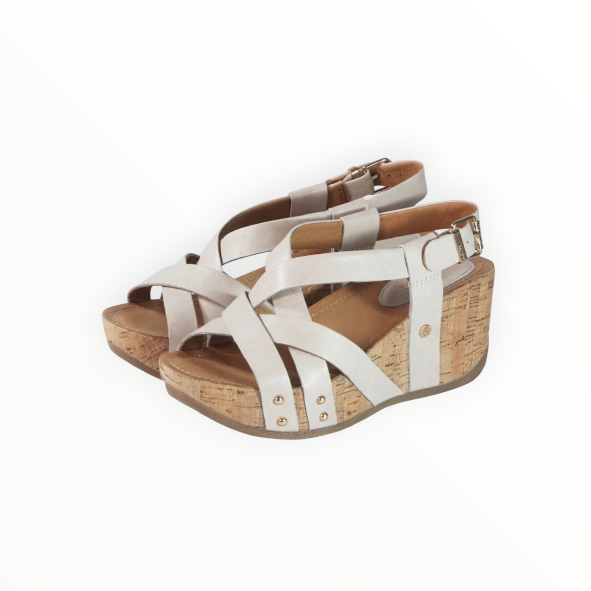bussola Formentera Cross Straps Wedge Sandals - Ivory
