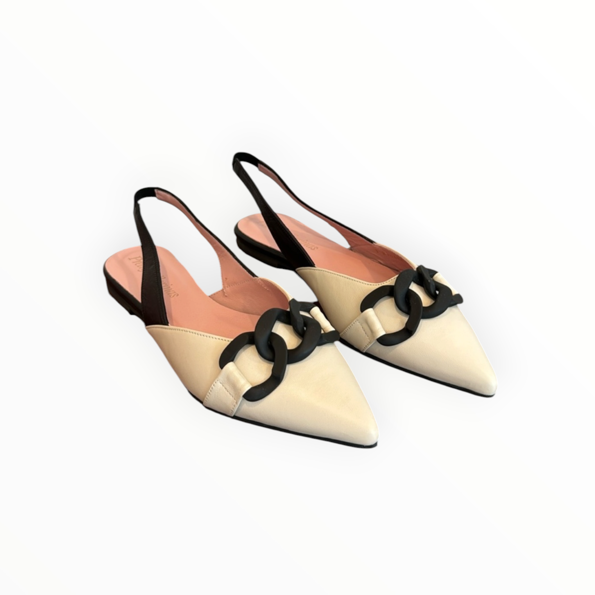 Pretty Ballerinas Ella Slingback Flat - White/Black