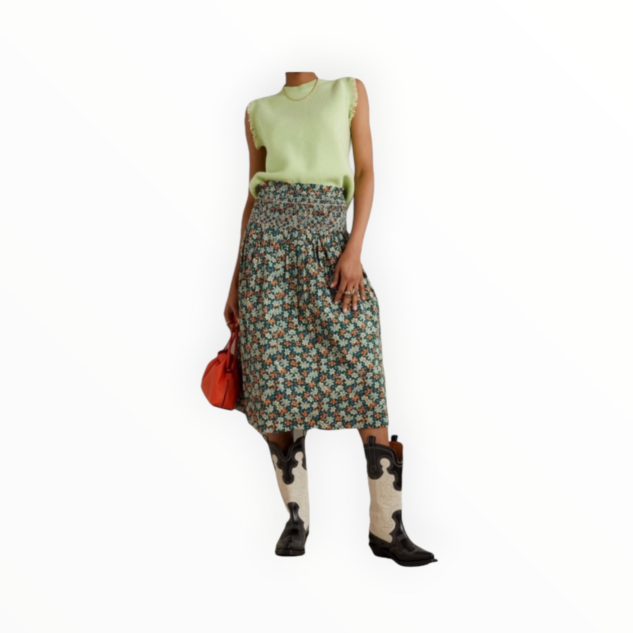 Sea New York Peggy Floral Print Voile Skirt - Forest
