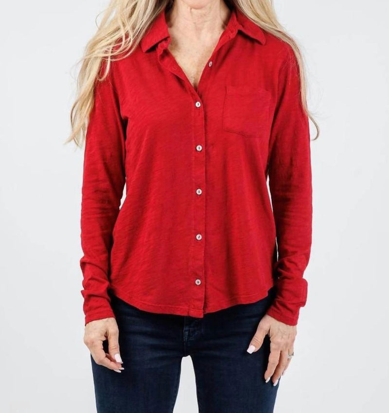 Elliott Lauren Reese Long Sleeve Button Front Shirt - Garnet