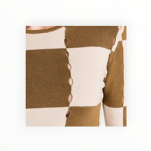 Moon River Checkerboard Sweater Top - Olive