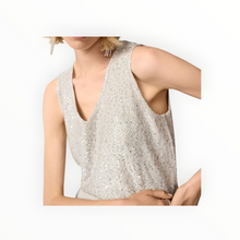 Joseph Ribkoff Sequins Yarn V-Neck Camisole Style 261914 - Moonstone
