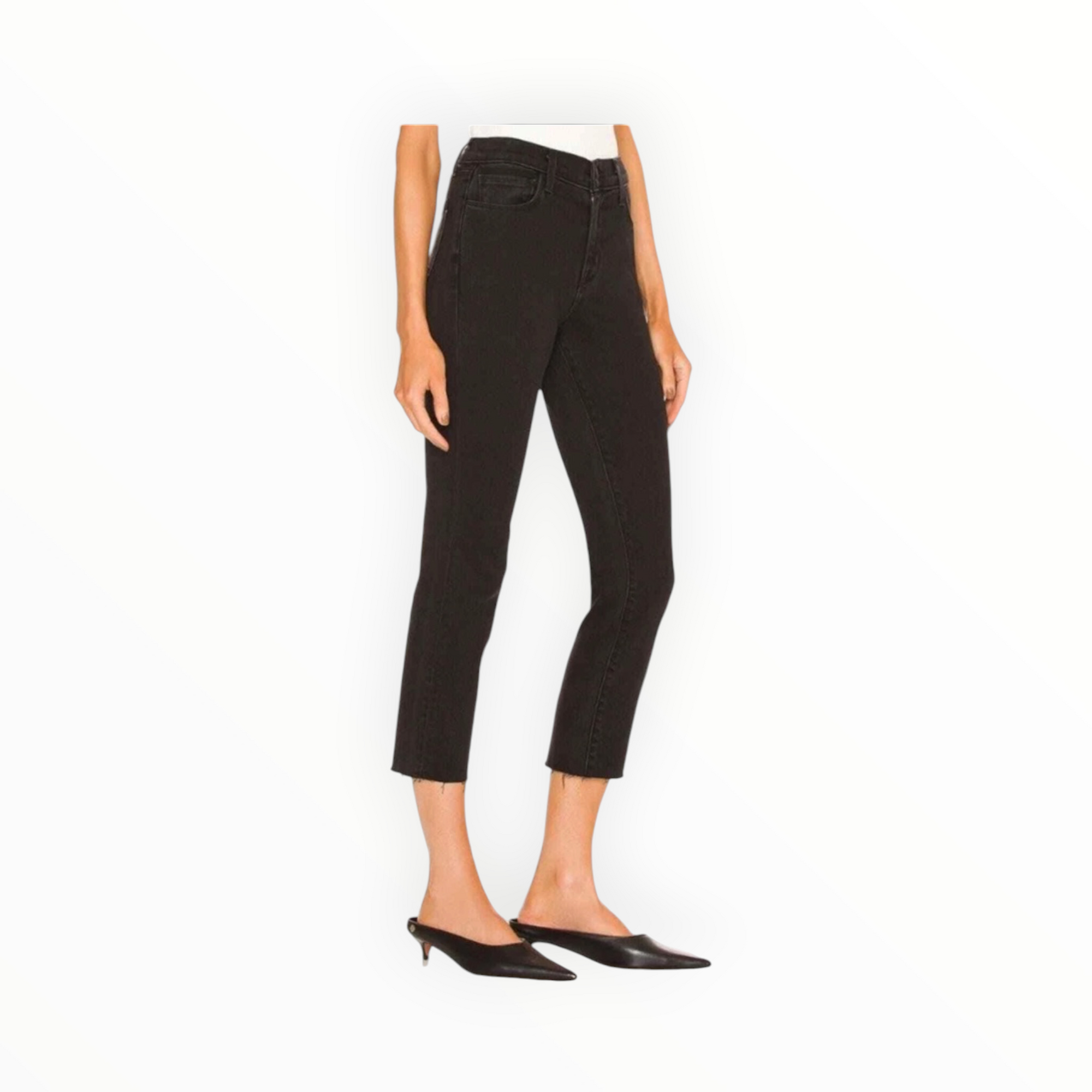 L'Agence Sada High-Rise Cropped Slim Jean - Washed Black