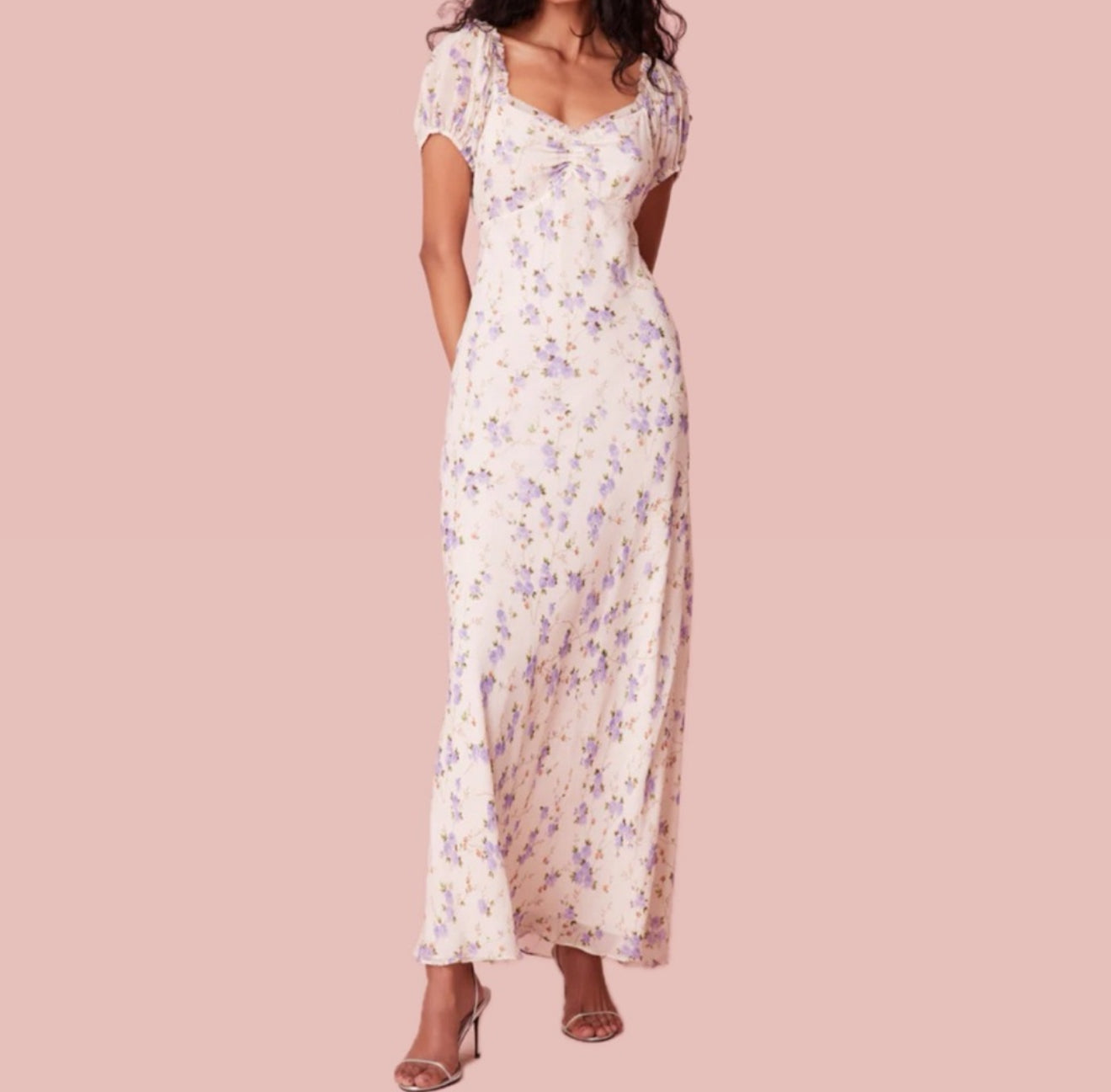 LoveShack Madara Floral Dress - Dusty Lavender