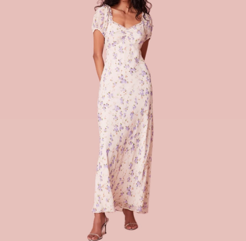 LoveShack Madara Floral Dress - Dusty Lavender