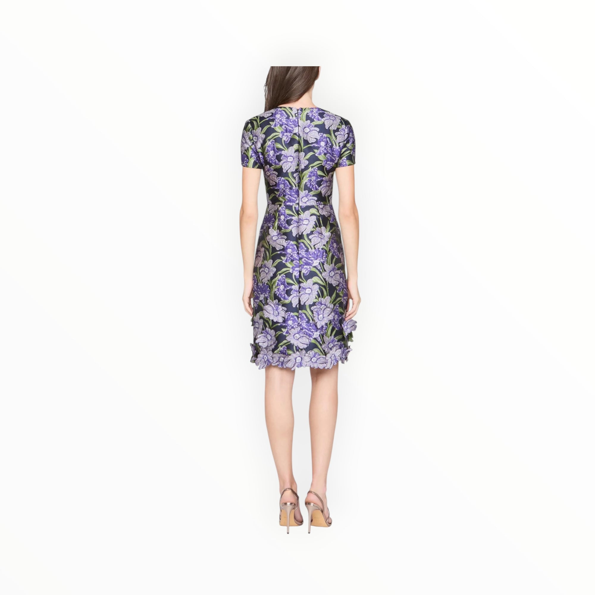 THEIA Serenza Jacquard Dress - Iris Bloom/Navy