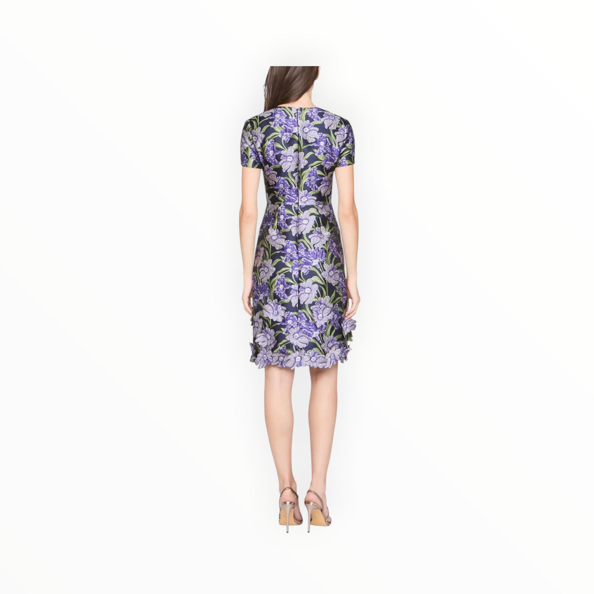 THEIA Serenza Jacquard Dress - Iris Bloom/Navy