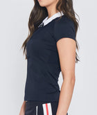 L'Etoile Sport Mesh Zip Performance Polo - Navy