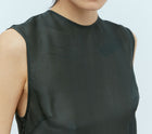 St. Agni Sheer Silk Gauze Top - Soot