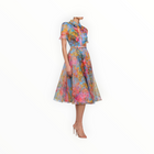 THEIA Marcel Organza Shirt Dress - Whisper Blue Zen in Bloom