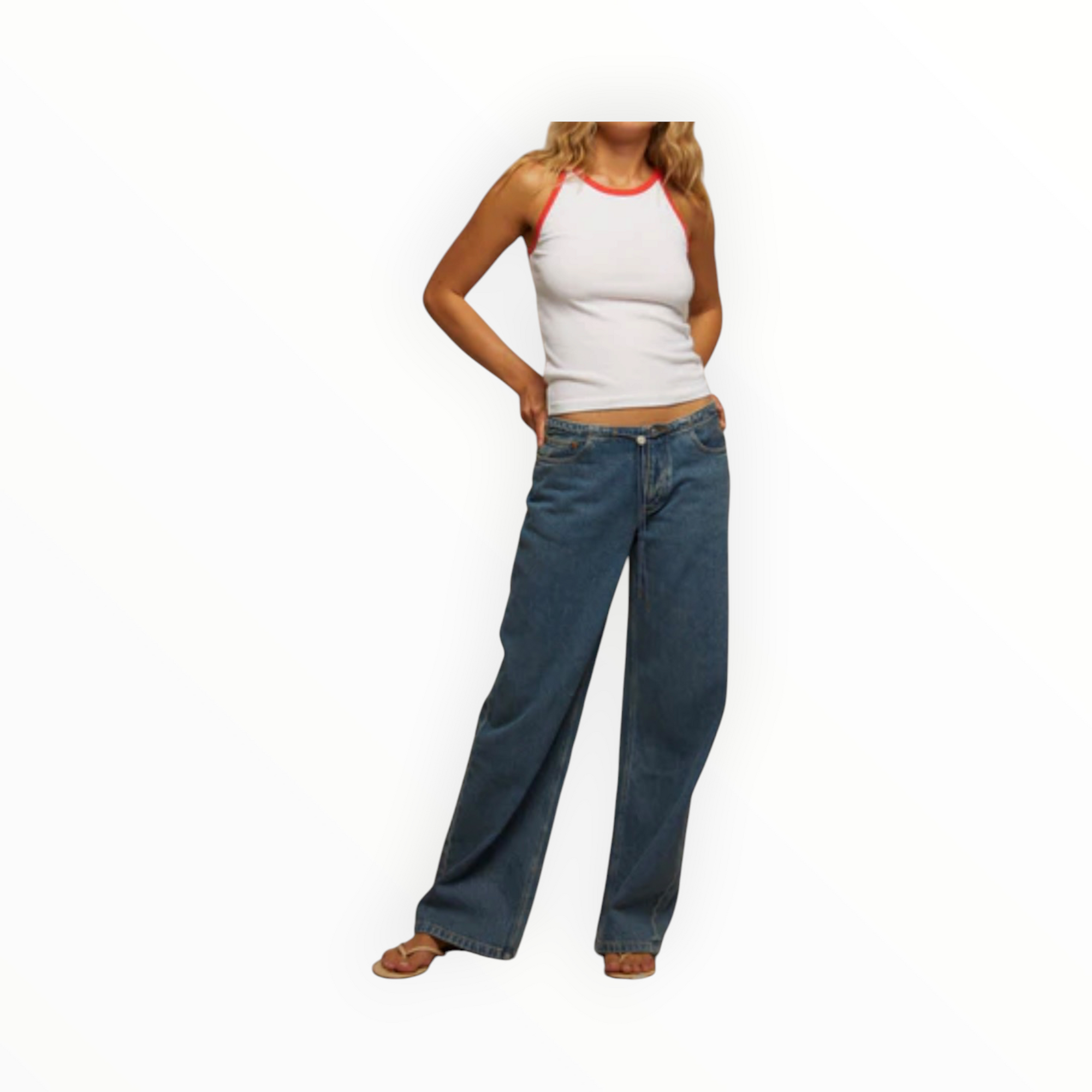 perfectwhitetee Shae Tank - White/Poppy
