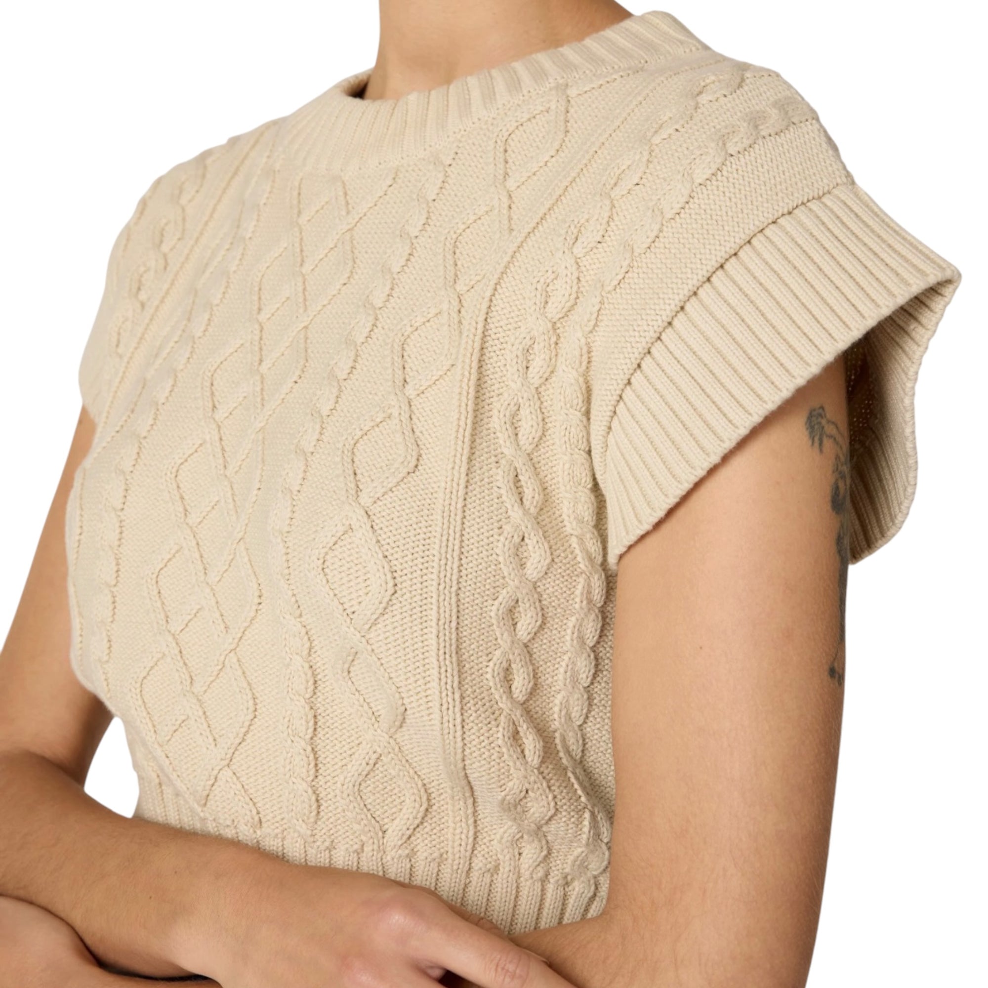 Cleobella Gigi Cropped Sweater Vest - Cream