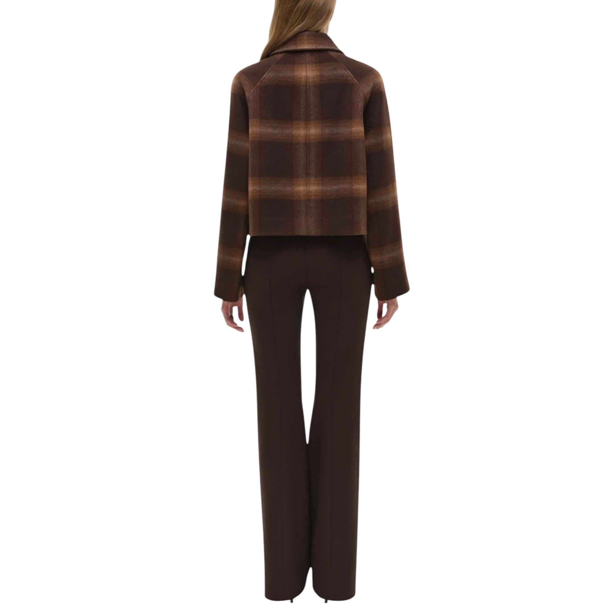 SIMKHAI Colby Wool Jacket - Chocolate Plaid