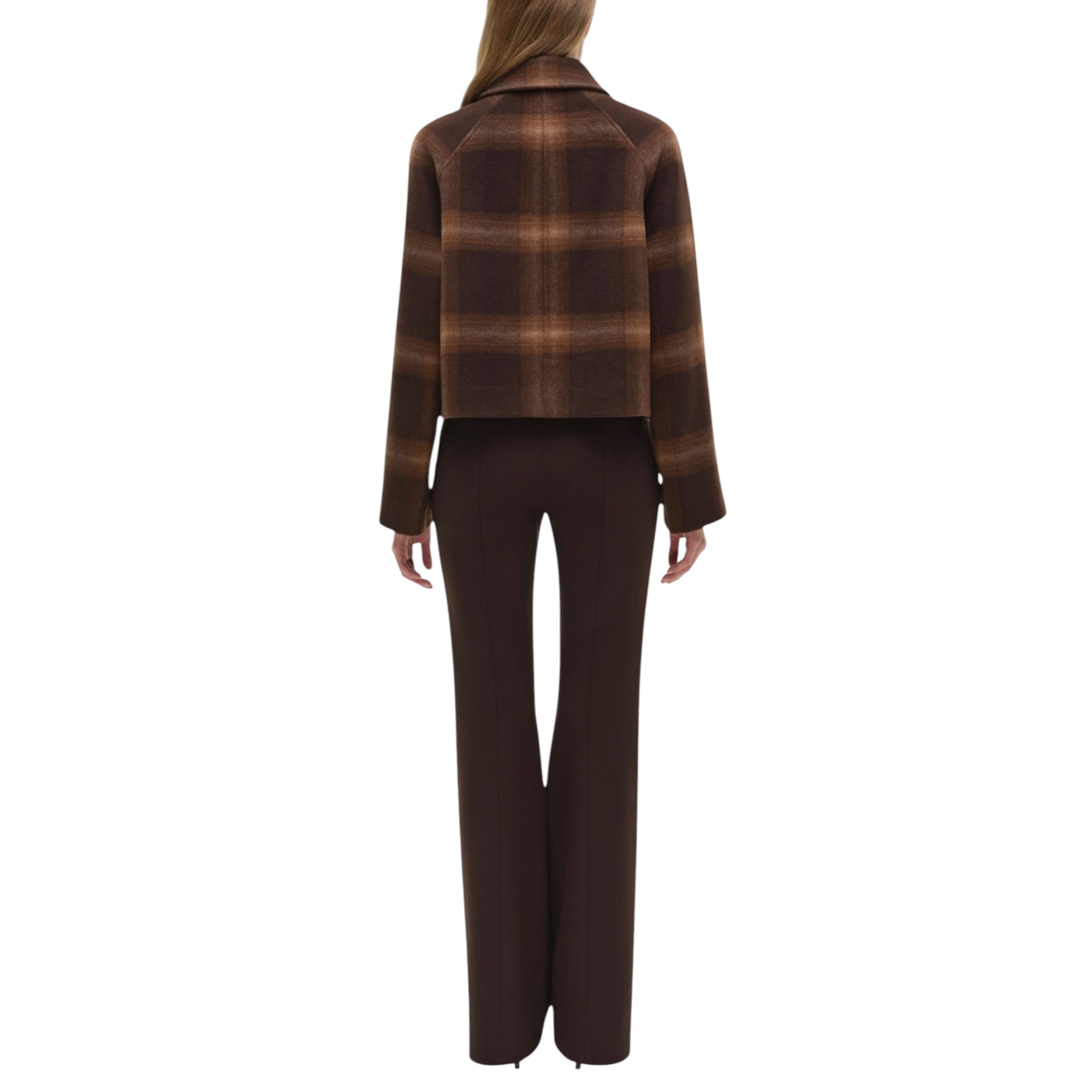 SIMKHAI Colby Wool Jacket - Chocolate Plaid