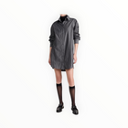Enza Costa Pinstripe Shirt Dress - Charcoal