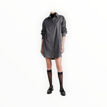 Enza Costa Pinstripe Shirt Dress - Charcoal