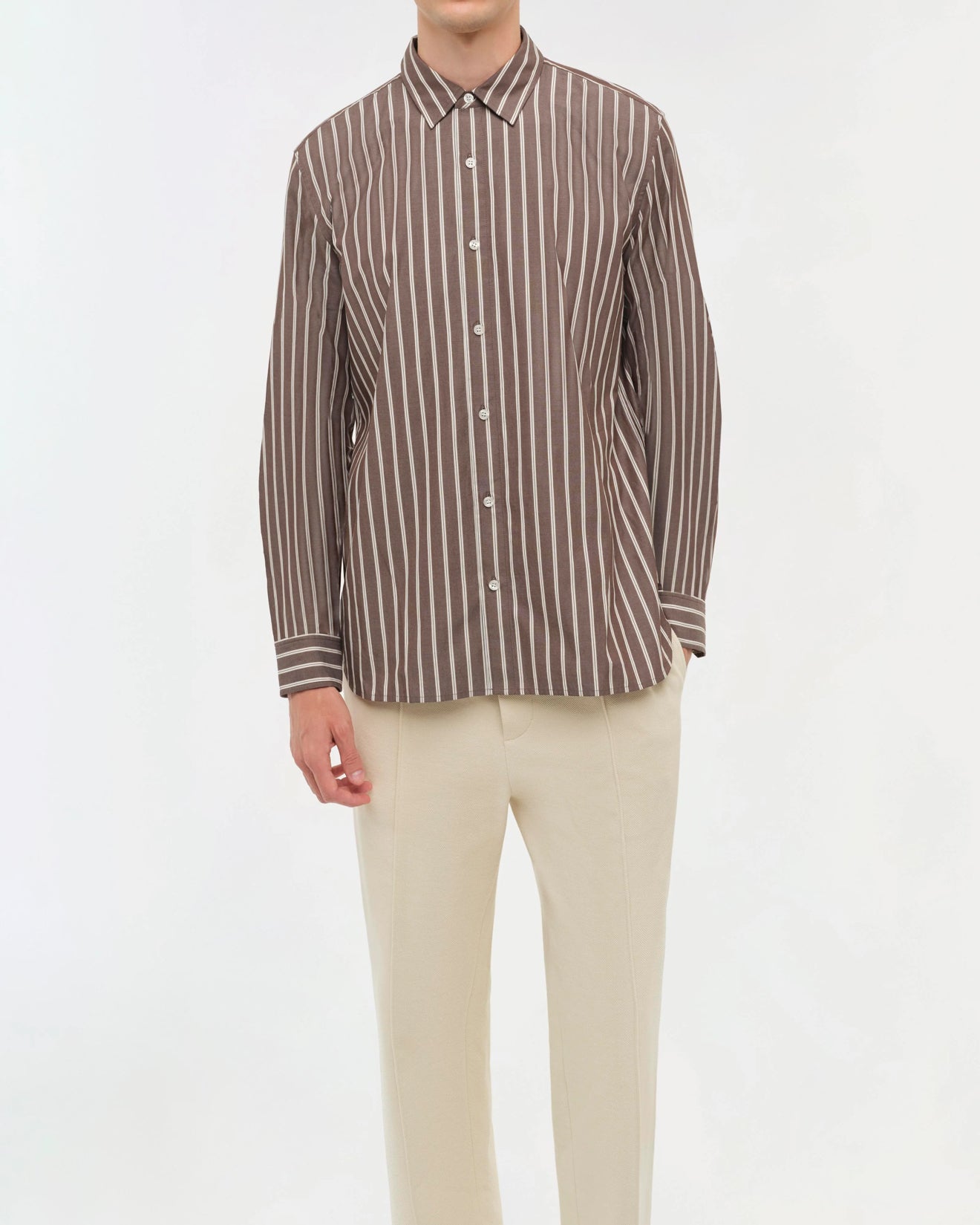 SIMKHAI Hendrix Shirt - Chocolate Stripe