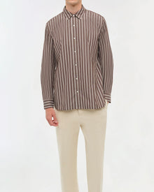 SIMKHAI Hendrix Shirt - Chocolate Stripe