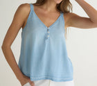 Bella Dahl Button Front Cami - Light Riviera Wash