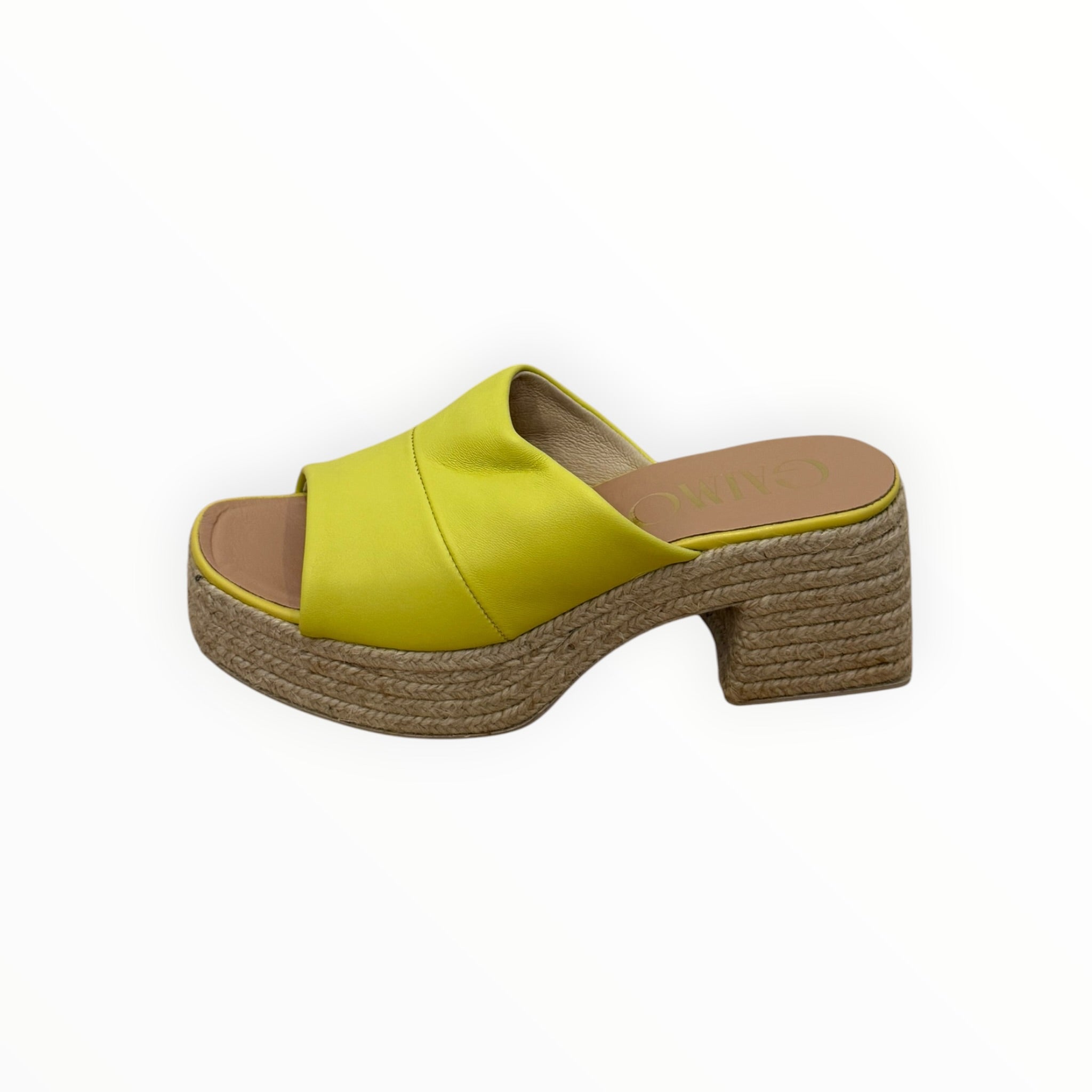 Gaimo Kala Jute Wide Heeled Leather Clogs - Taxi