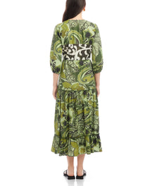 Fifteen Twenty Nicki Tiered Ruffle Hem Dress - Rainforest Print