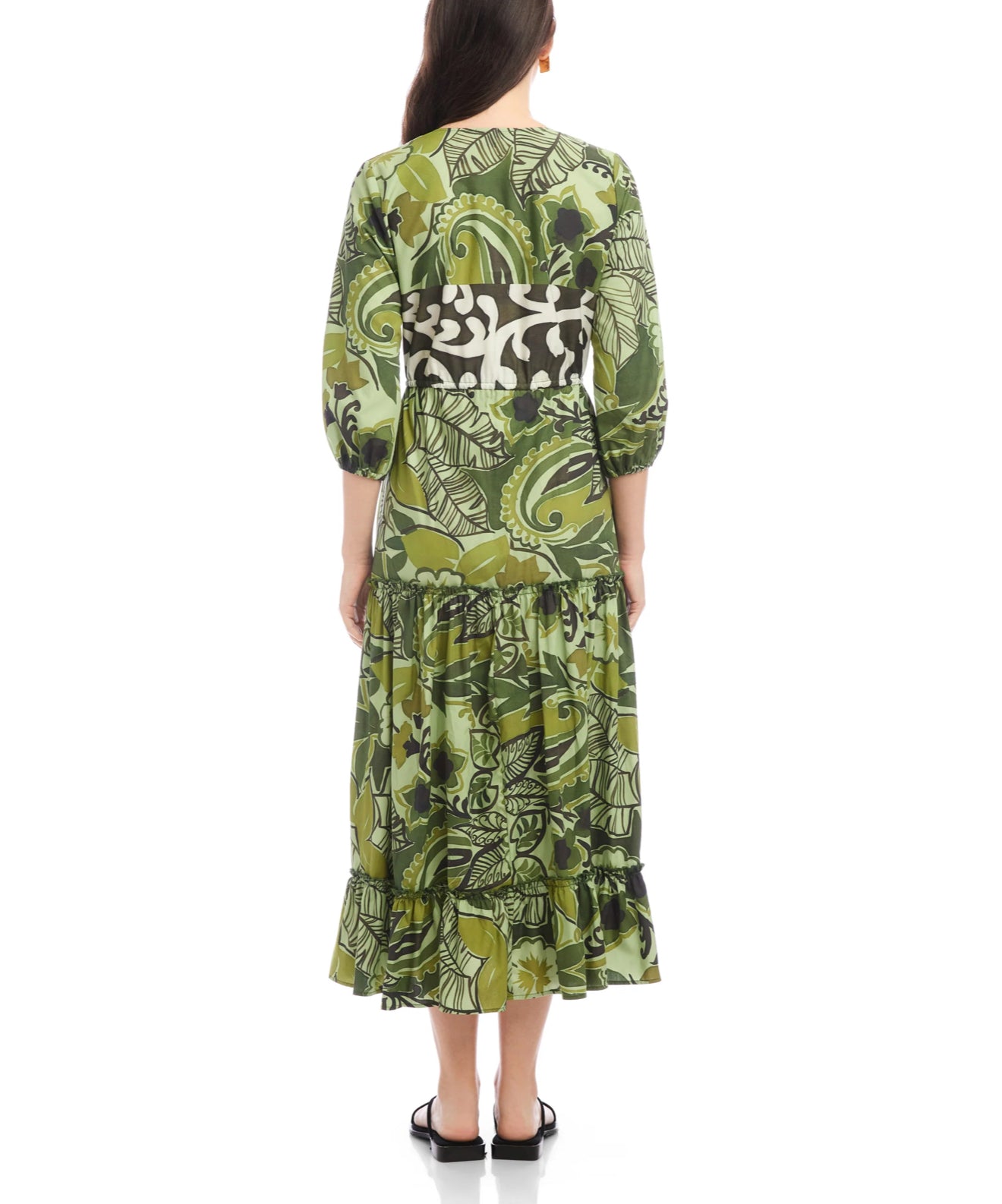 Fifteen Twenty Nicki Tiered Ruffle Hem Dress - Rainforest Print