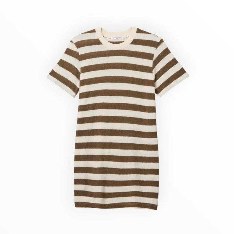 perfectwhitetee Rhet Dress - Mocha/Natural Stripe