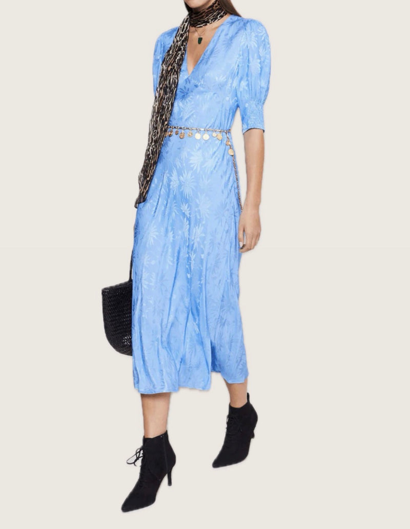 RIXO Zadie Dress - Daisy Jacquard Blue