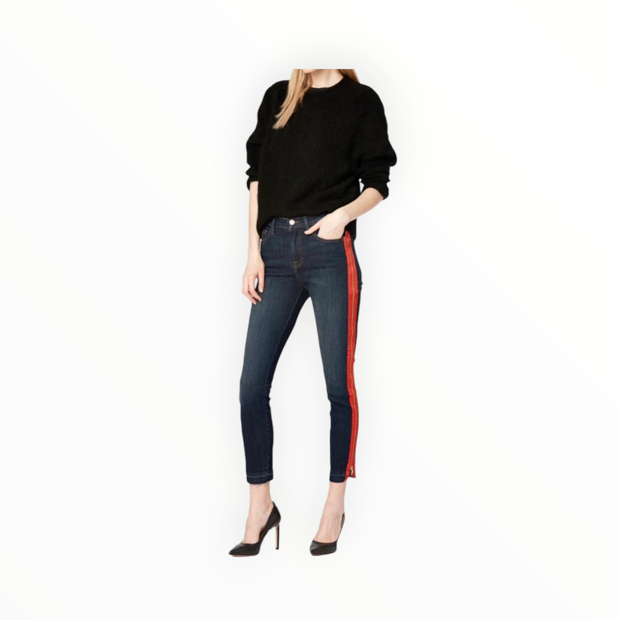 Etienne Marcel Mid Rise Side Striped Cropped Skinny Jeans