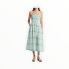 Du Paradis Marseille Stripe Strapless Fit & Flare Sundress - Ocean Green Stripe