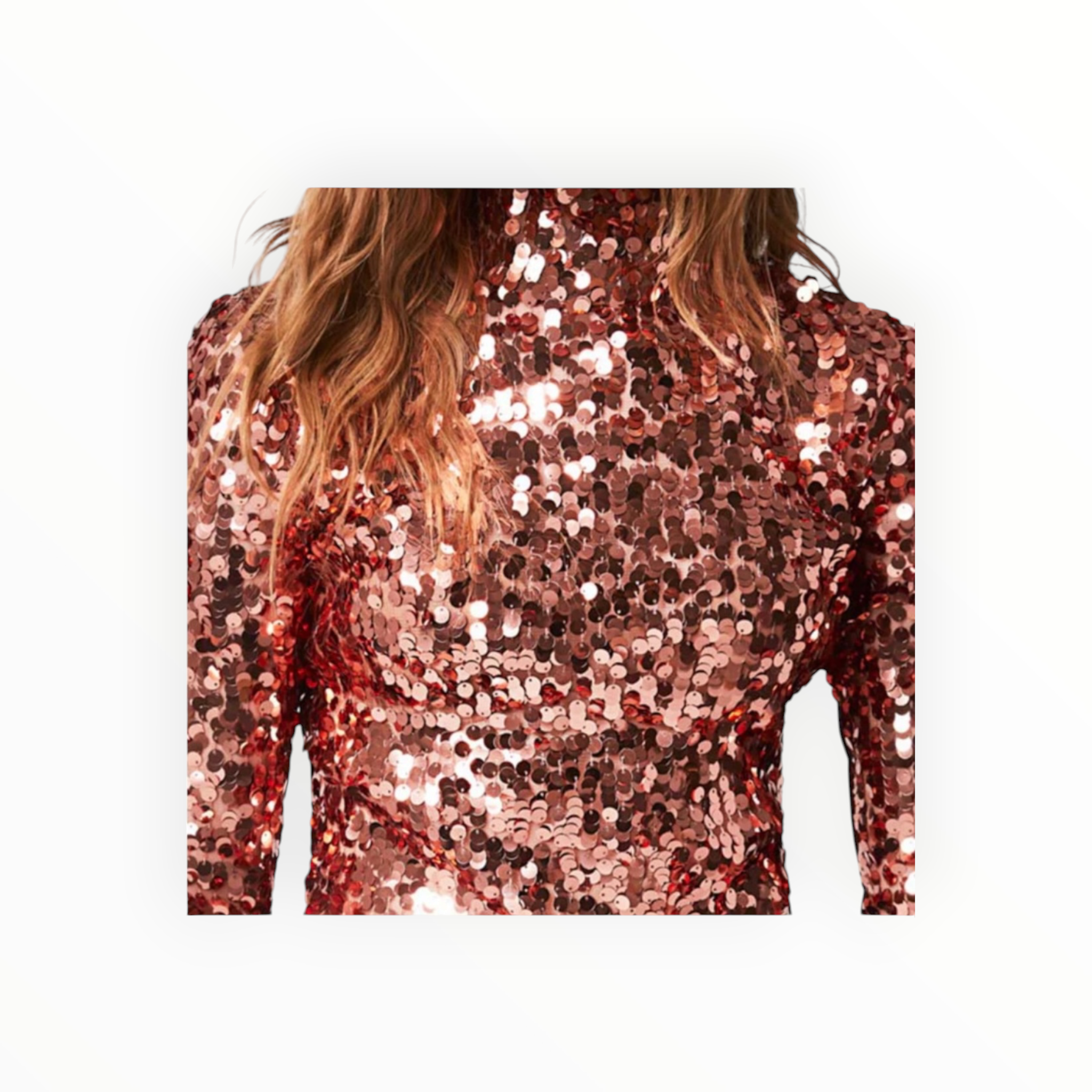 Smythe Blocked Pailette Mock Neck Top - Copper