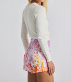 Derek Lam 10 Crosby Freja Floral Printed Stretch Linen Flared Short - Rose Multi