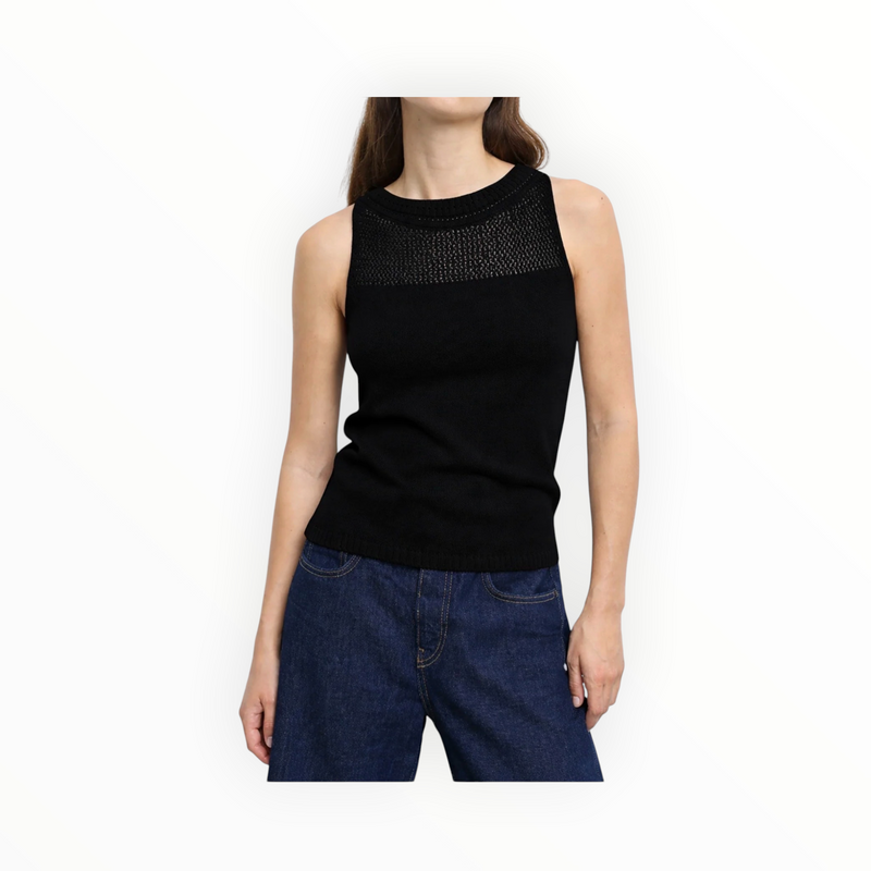 Aldo Martins Mesh Cotton Tank - Black