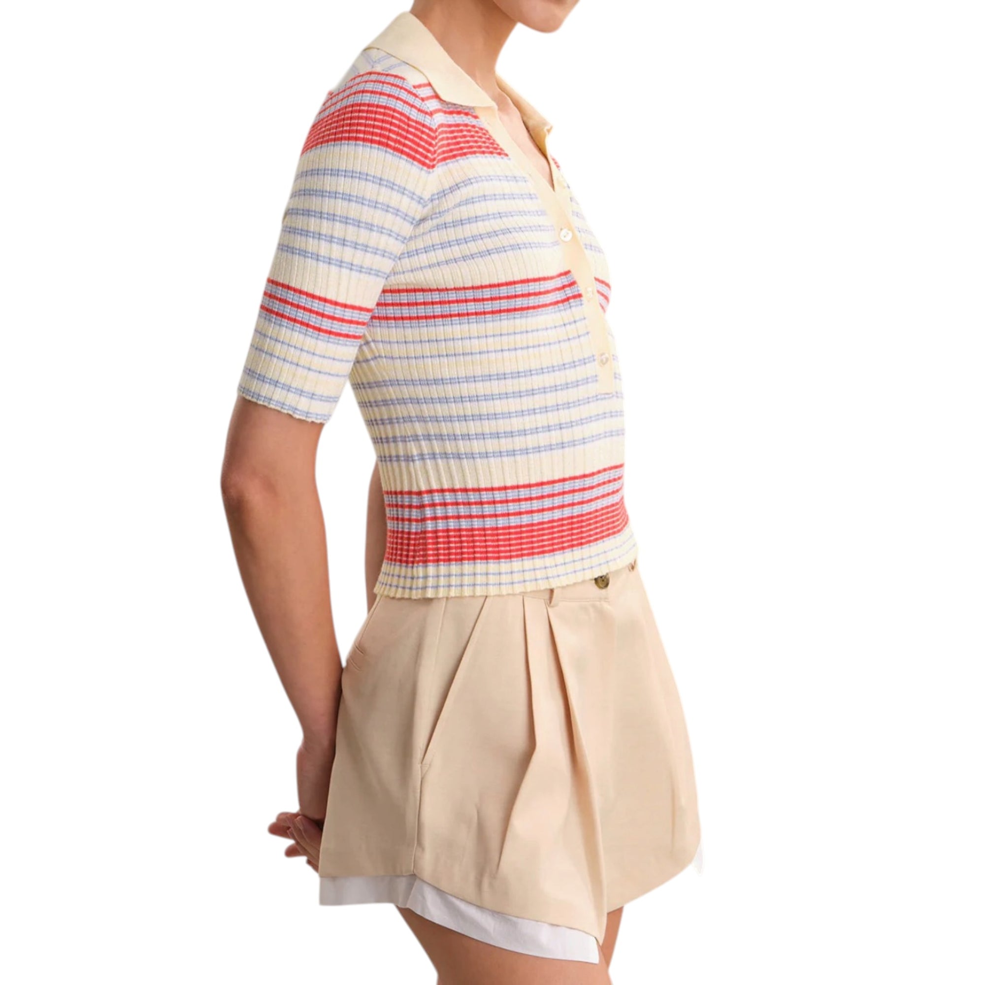 525 Calla Polo Top - Bright Multi Stripe